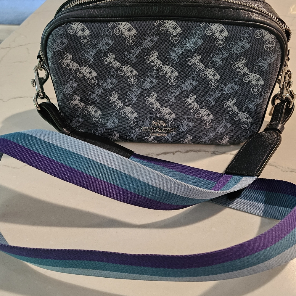 Coach Blue Jess Crossbody Bag with Blue and Purple Strap